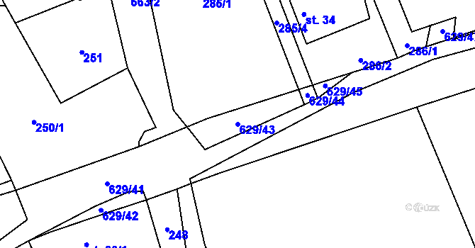 Parcela st. 629/43 v KÚ Nová Dědina u Konice, Katastrální mapa
