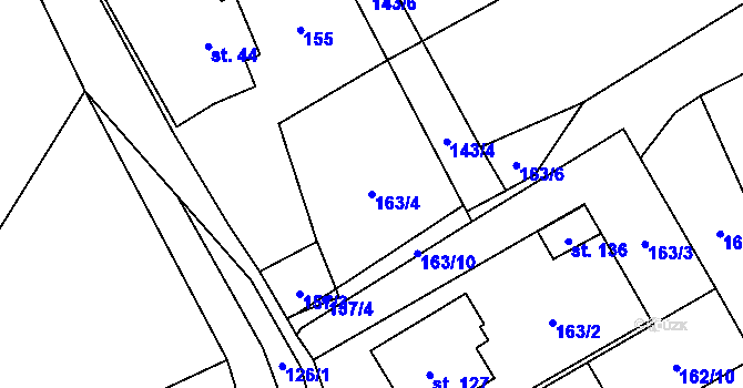 Parcela st. 163/4 v KÚ Nová Dědina u Konice, Katastrální mapa