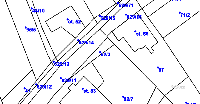 Parcela st. 52/3 v KÚ Nová Dědina u Konice, Katastrální mapa