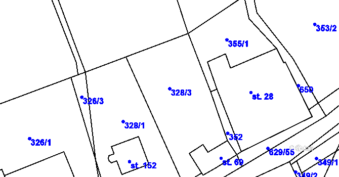 Parcela st. 328/3 v KÚ Nová Dědina u Konice, Katastrální mapa