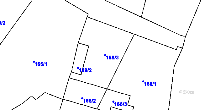 Parcela st. 168/3 v KÚ Nová Hradečná, Katastrální mapa