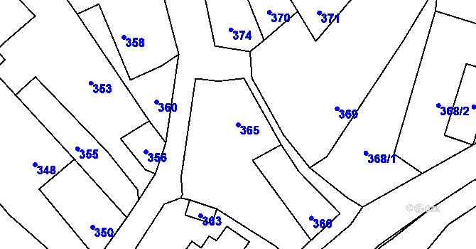 Parcela st. 365 v KÚ Nová Hradečná, Katastrální mapa