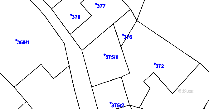 Parcela st. 375/1 v KÚ Nová Hradečná, Katastrální mapa