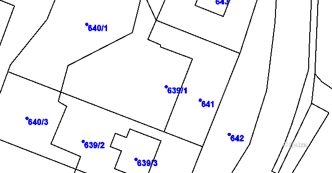 Parcela st. 639/1 v KÚ Nová Hradečná, Katastrální mapa