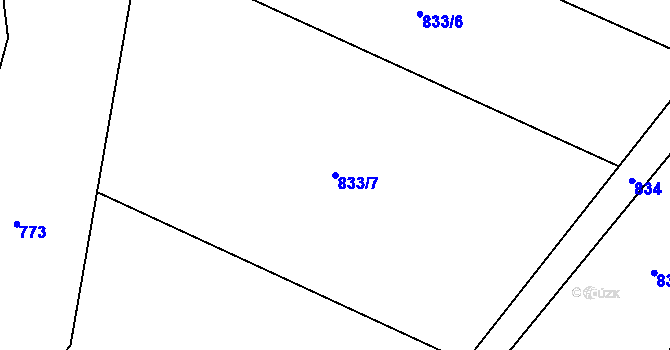 Parcela st. 833/7 v KÚ Nová Hradečná, Katastrální mapa