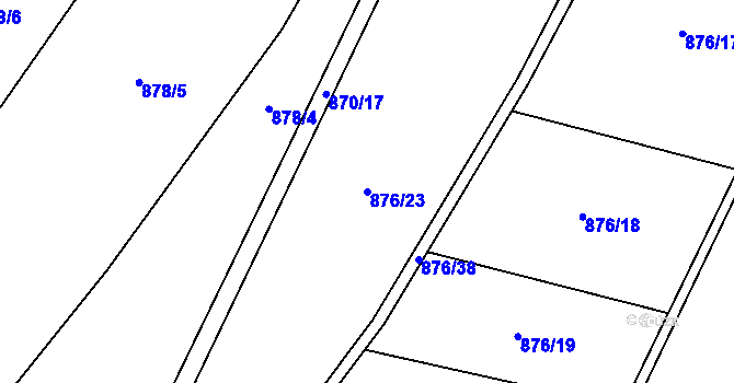 Parcela st. 876/23 v KÚ Nová Hradečná, Katastrální mapa