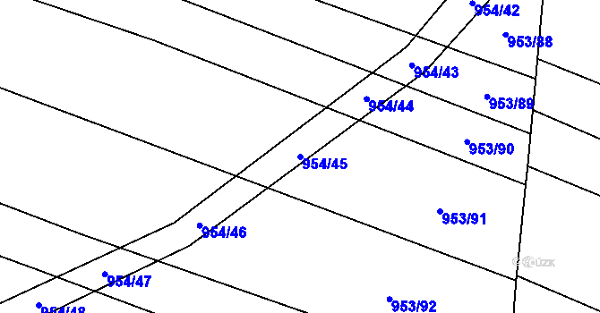Parcela st. 954/45 v KÚ Nová Hradečná, Katastrální mapa