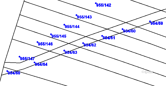 Parcela st. 954/62 v KÚ Nová Hradečná, Katastrální mapa