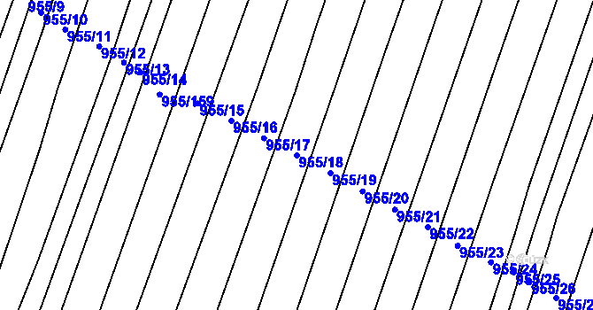 Parcela st. 955/18 v KÚ Nová Hradečná, Katastrální mapa