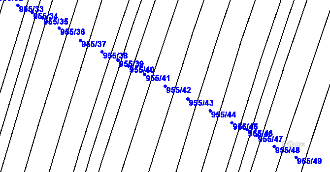 Parcela st. 955/42 v KÚ Nová Hradečná, Katastrální mapa
