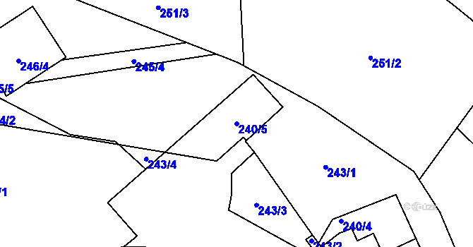 Parcela st. 240/5 v KÚ Nová Hradečná, Katastrální mapa