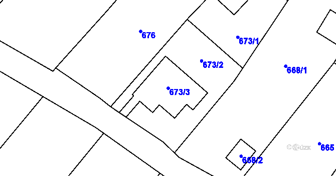Parcela st. 673/3 v KÚ Nová Hradečná, Katastrální mapa