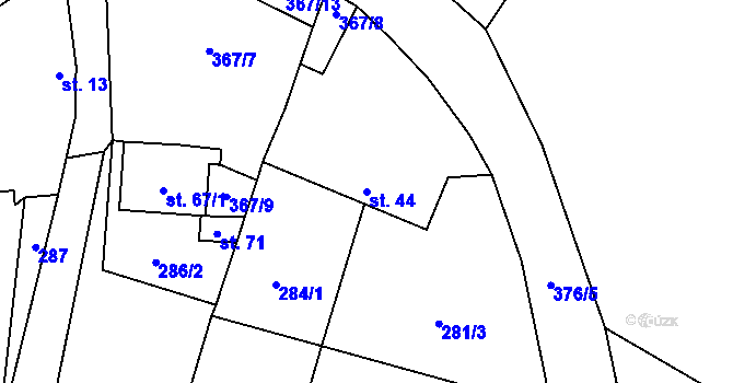 Parcela st. 44 v KÚ Nová Lhota, Katastrální mapa