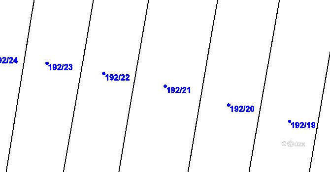 Parcela st. 192/21 v KÚ Nová Lhota, Katastrální mapa