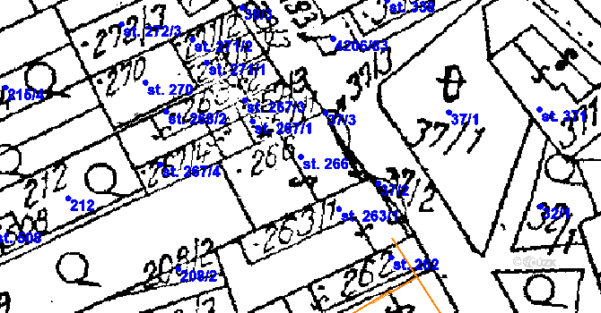 Parcela st. 266 v KÚ Nová Lhota u Veselí nad Moravou, Katastrální mapa