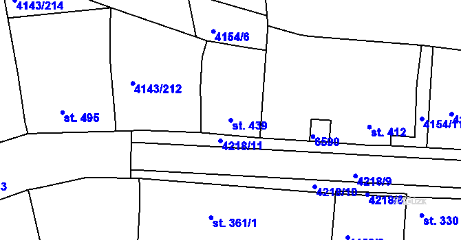 Parcela st. 439 v KÚ Nová Lhota u Veselí nad Moravou, Katastrální mapa