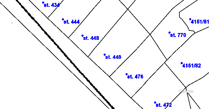Parcela st. 449 v KÚ Nová Lhota u Veselí nad Moravou, Katastrální mapa