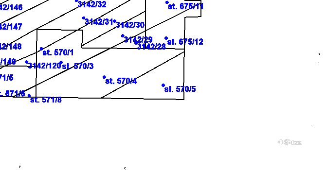 Parcela st. 570/5 v KÚ Nová Lhota u Veselí nad Moravou, Katastrální mapa