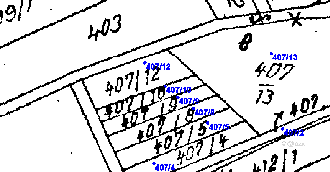 Parcela st. 407/10 v KÚ Nová Lhota u Veselí nad Moravou, Katastrální mapa