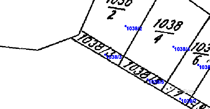 Parcela st. 1038/3 v KÚ Nová Lhota u Veselí nad Moravou, Katastrální mapa