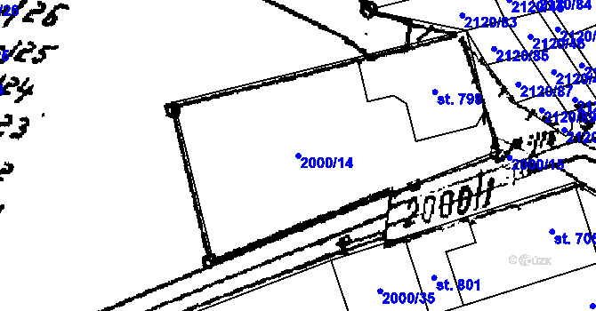 Parcela st. 2000/14 v KÚ Nová Lhota u Veselí nad Moravou, Katastrální mapa