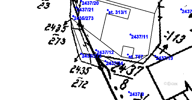 Parcela st. 2437/12 v KÚ Nová Lhota u Veselí nad Moravou, Katastrální mapa