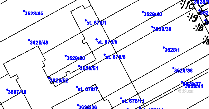 Parcela st. 678/6 v KÚ Nová Lhota u Veselí nad Moravou, Katastrální mapa