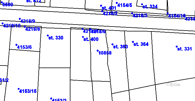 Parcela st. 10868 v KÚ Nová Lhota u Veselí nad Moravou, Katastrální mapa