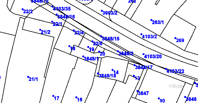 Parcela st. 20 v KÚ Nová Paka, Katastrální mapa