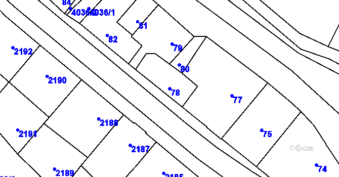 Parcela st. 78 v KÚ Nová Paka, Katastrální mapa