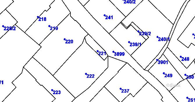 Parcela st. 221 v KÚ Nová Paka, Katastrální mapa