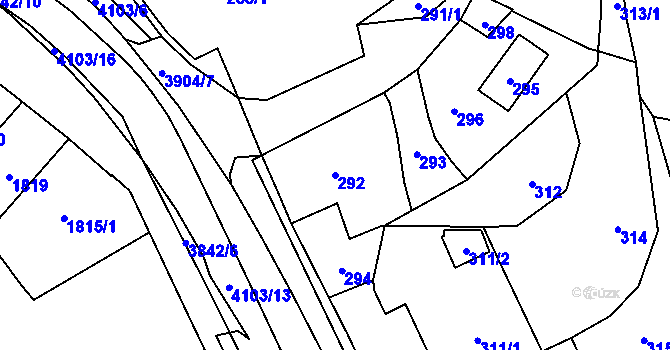 Parcela st. 292 v KÚ Nová Paka, Katastrální mapa
