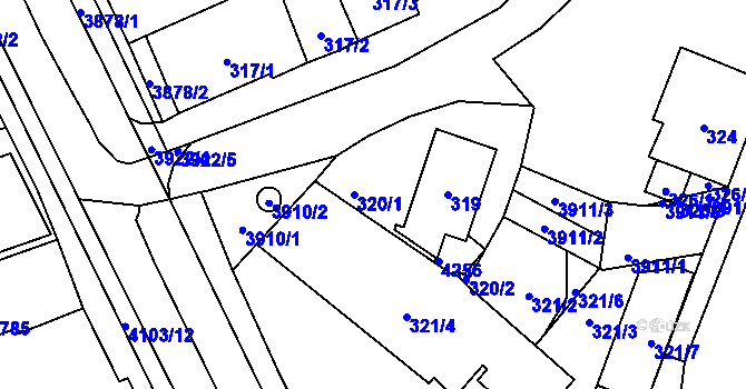 Parcela st. 320 v KÚ Nová Paka, Katastrální mapa