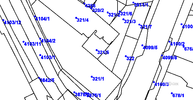 Parcela st. 321/5 v KÚ Nová Paka, Katastrální mapa