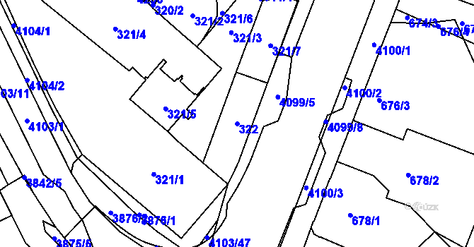 Parcela st. 322 v KÚ Nová Paka, Katastrální mapa