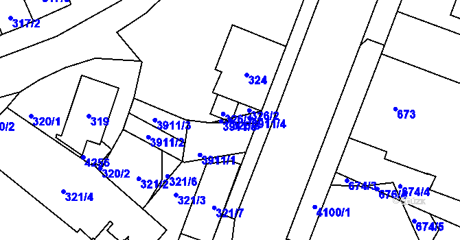Parcela st. 326/3 v KÚ Nová Paka, Katastrální mapa