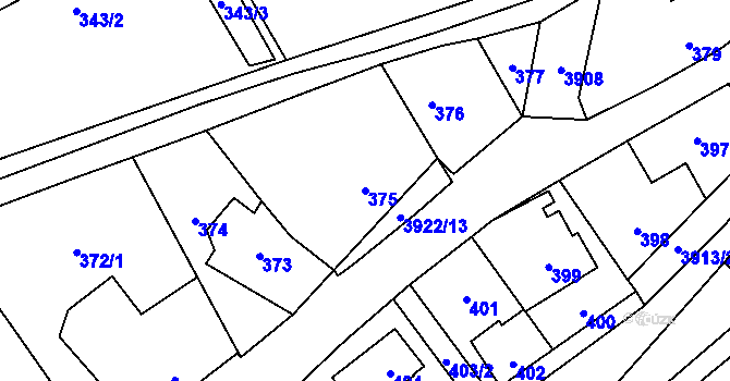 Parcela st. 375 v KÚ Nová Paka, Katastrální mapa