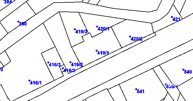 Parcela st. 419/1 v KÚ Nová Paka, Katastrální mapa