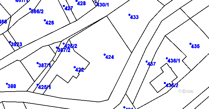 Parcela st. 424 v KÚ Nová Paka, Katastrální mapa