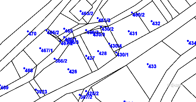 Parcela st. 428 v KÚ Nová Paka, Katastrální mapa