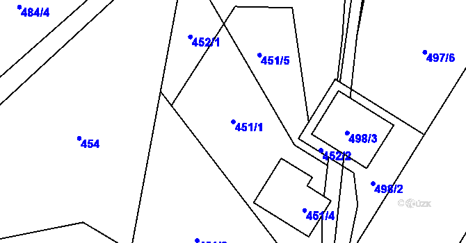 Parcela st. 451/1 v KÚ Nová Paka, Katastrální mapa