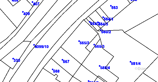 Parcela st. 565/2 v KÚ Nová Paka, Katastrální mapa