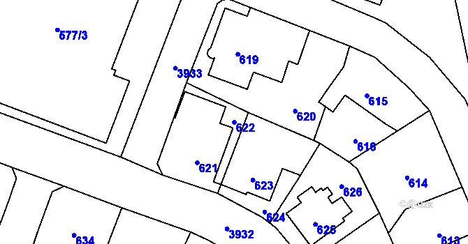 Parcela st. 622 v KÚ Nová Paka, Katastrální mapa