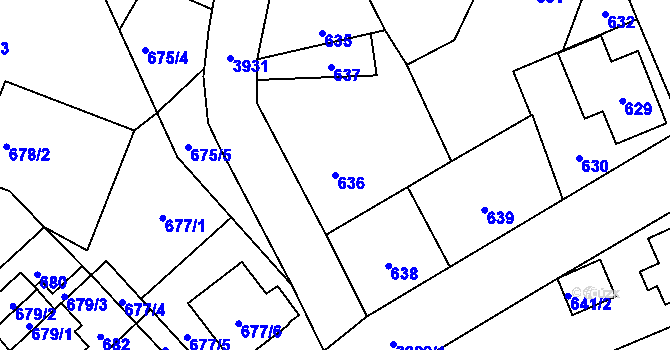 Parcela st. 636 v KÚ Nová Paka, Katastrální mapa
