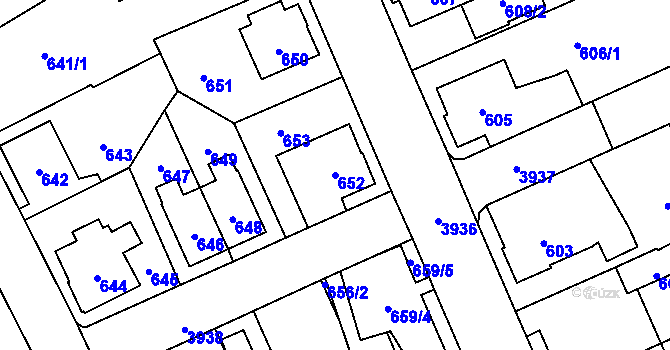 Parcela st. 652 v KÚ Nová Paka, Katastrální mapa
