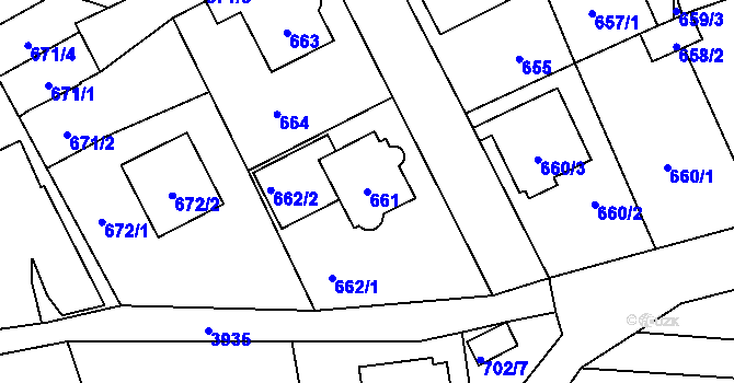 Parcela st. 661 v KÚ Nová Paka, Katastrální mapa