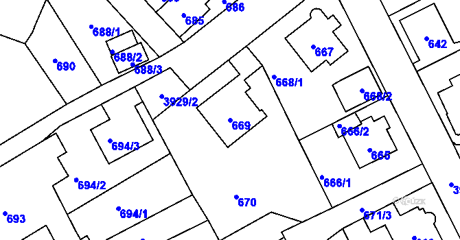 Parcela st. 669 v KÚ Nová Paka, Katastrální mapa