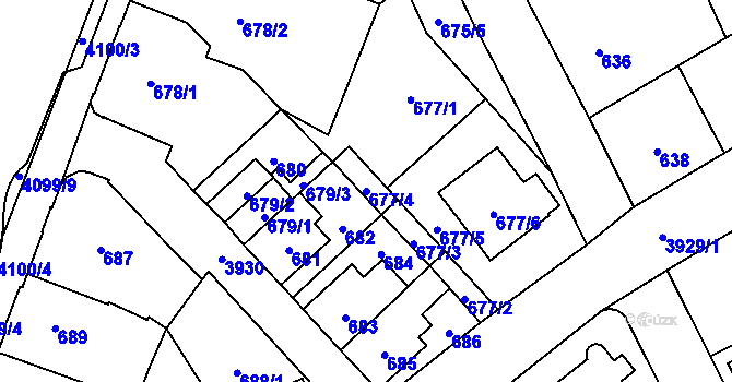 Parcela st. 677/4 v KÚ Nová Paka, Katastrální mapa