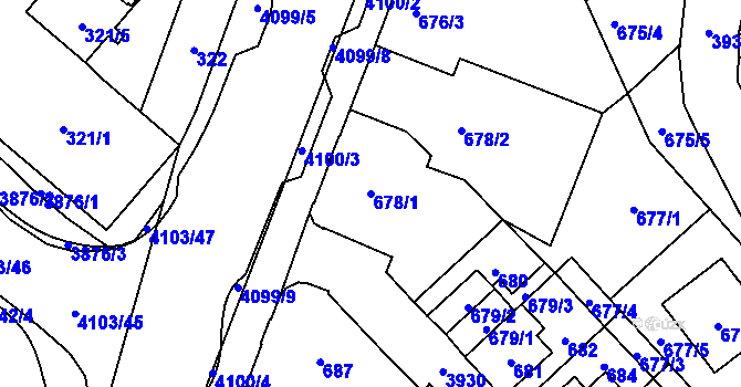 Parcela st. 678/1 v KÚ Nová Paka, Katastrální mapa