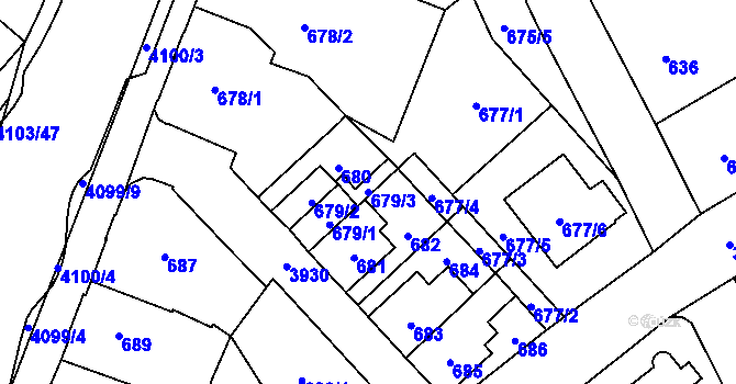 Parcela st. 679/3 v KÚ Nová Paka, Katastrální mapa
